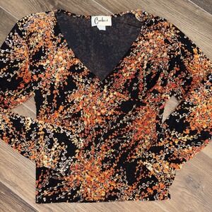 Vintage 90s Y2K Floral Fall Wrap Too Carducci Long Sleeve Size Large